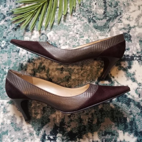 Brunomagli Dark Brown Pointy Toe Pumps Size 38 - Picture 2 of 13